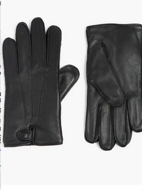 UGG Men’s LEATHER TABBED VENT TECH GLOVES BLACK - SIZE MEDIUM